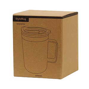 Dvoustěnný cestovní termohrnek 400 ml, černá - termohrnek s vlastním potiskem