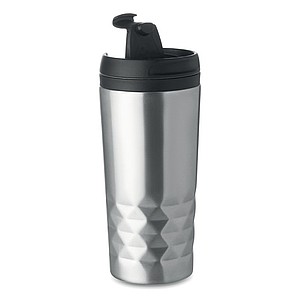 Dvoustěnný cestovní termohrnek z nerezové oceli, uvnitř plast, 280 ml - reklamní předměty