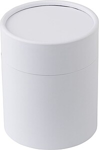 FLAVIAS Menší skleněná svíčka s bambusovým víčkem, bílá (vanilka)