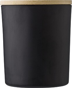 FLAVIAS Menší skleněná svíčka s bambusovým víčkem, černá (santalové dřevo) - reklamní předměty