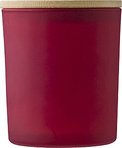 FLAVIAS Menší skleněná svíčka s bambusovým víčkem, červená (skořice)