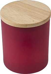 FLAVIAS Menší skleněná svíčka s bambusovým víčkem, červená (skořice)