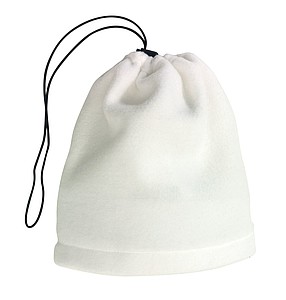 Fleecová šála nebo čepice, bílá - reklamní čepice