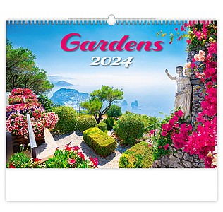Gardens 2024, nástěnný kalendář, prodloužená záda