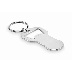 Hliníková klíčenka s otvírákem, stříbrná