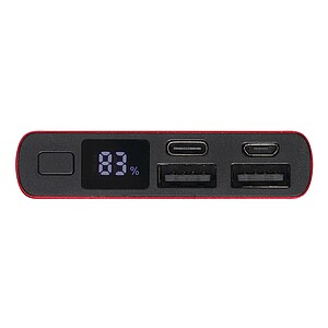 Hliníková powerbanka 10 000 mAh, červená