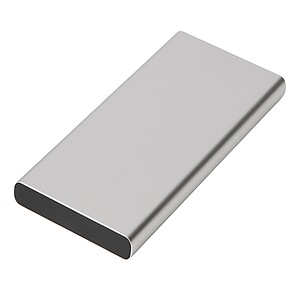 Hliníková powerbanka 10 000 mAh, stříbrná