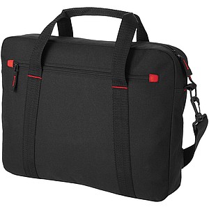 Jednoduchá taška na laptop, černá, červené doplňky