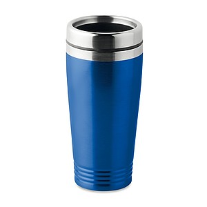 KAKADU Dvoustěnný termohrnek, nerezový s plastovým víčkem, objem 400 ml, modrá - reklamní předměty
