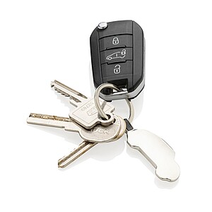 Klíčenka ve tvaru auta z RCS recyklované slitiny zinku, stříbrná