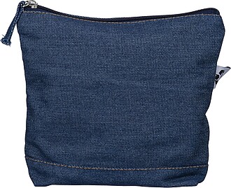 Kosmetická taška z recykloovaného denimu, modrá - reklamní předměty
