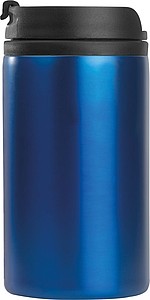 Kovový cestovní termohrnek s víčkem, uvnitř plastový, objem 250ml, modrý - termohrnek s vlastním potiskem
