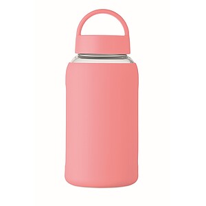 Láhev z borosilikátového skla 600 ml, jemně růžová