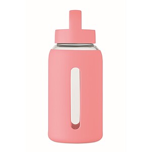 Láhev z borosilikátového skla 600 ml, jemně růžová