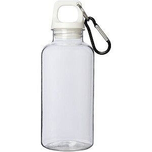 Láhev z recyklovaného plastu s karabinou, 400ml, bílá