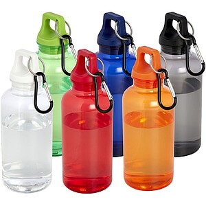 Láhev z recyklovaného plastu s karabinou, 400ml, bílá