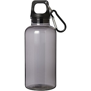 Láhev z recyklovaného plastu s karabinou, 400ml, černá
