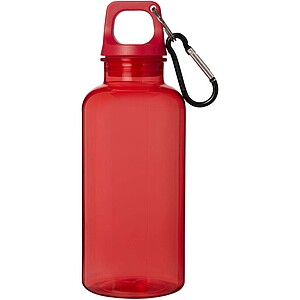 Láhev z recyklovaného plastu s karabinou, 400ml, červená
