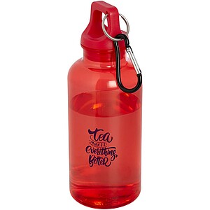 Láhev z recyklovaného plastu s karabinou, 400ml, červená