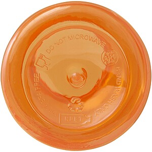 Láhev z recyklovaného plastu s karabinou, 400ml, oranžová