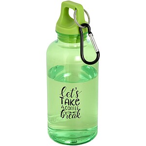 Láhev z recyklovaného plastu s karabinou, 400ml, zelená