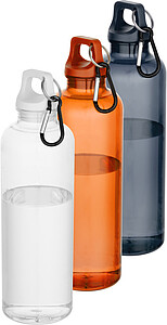 Láhev z recyklovaného plastu s karabinou 750 ml, oranžová