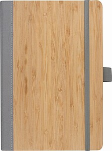 Linkovaný zápisník, 96 listů, desky z bambusu a recyklovaného polyesteru, šedý