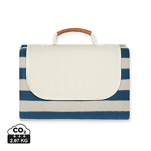 Malá pruhovaná pikniková deka, 110x110cm, námořní modrá - reklamní předměty