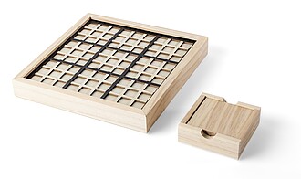 Mini sada sudoku z borovicového dřeva, hnědá