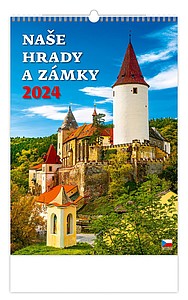 Naše hrady a zámky 2024, nástěnný kalendář, prodloužená záda