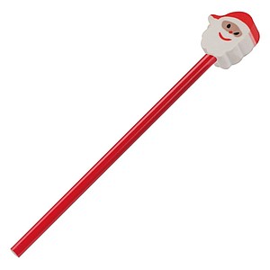 Neořezaná dřevěná tužka s gumou ve tvaru Santa Clause - psací potřeby