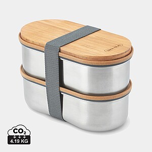 Nerezový dvojitý lunchbox, šedá - reklamní předměty
