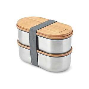 Nerezový dvojitý lunchbox, šedá
