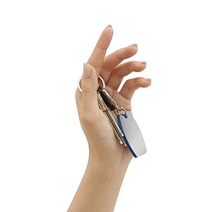 Ocelová klíčenka, modrá