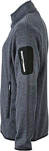 Pánská fleecová bunda James Nicholson knit fleece jacket men, stříbrná/tmavě šedá, vel. XL