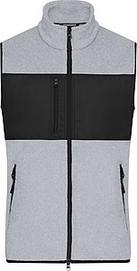 Pánská fleecová vesta James & Nicholson, melírovaná světle šedá, 3XL - ekologické reklamní předměty