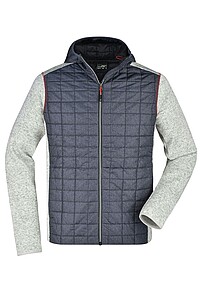 Pánská mikina James & Nicholson, světle šedý melír/antracitová, velikost 3XL - potisk mikin