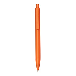 Plastová propiska s žebrovaným úchopem, oranžová