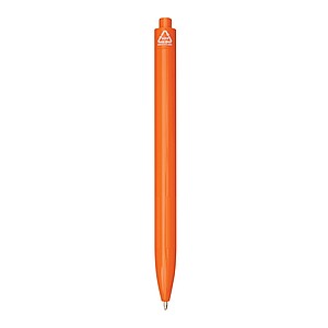 Plastová propiska s žebrovaným úchopem, oranžová