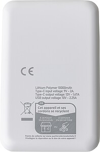Powerbanka z recyklovaného ABS, bílá