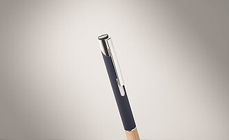 Propiska s modrou náplní a bambusovým úchopem, modrá