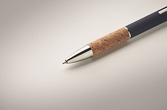 Propiska s modrou náplní a korkovým úchopem, modrá