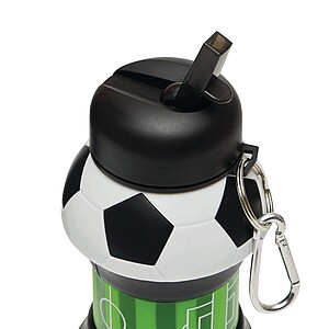 Skládací láhev na pití fotbalový míč 550 ml, černá/bílá