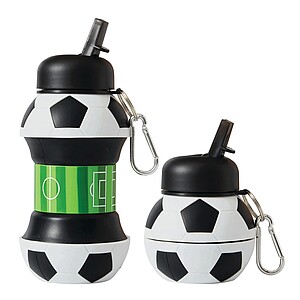Skládací láhev na pití fotbalový míč 550 ml, černá/bílá