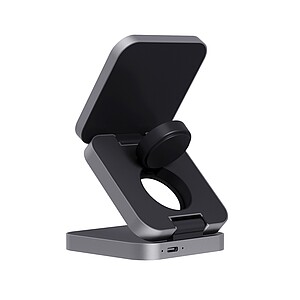 Skládací nabíječka 3v1 15W Terra z RCS recyklovaného hliníku, šedá