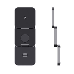 Skládací nabíječka 3v1 15W Terra z RCS recyklovaného hliníku, šedá