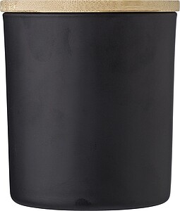 Skleněná svíčka s bambusovým víčkem, vůně sandalového dřeva, černá - svíčka s vlastním potiskem