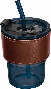 Sklenice 400ml, s víčkem a brčkem, tmavě modrá - sklenice s vlastním potiskem