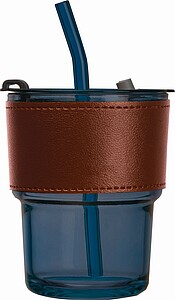 Sklenice 400ml, s víčkem a brčkem, tmavě modrá