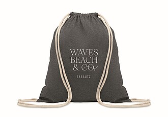 Stahovací batoh z recyklované bavlny, černý